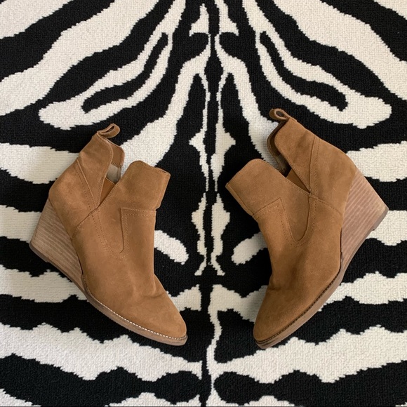 Blondo Irving Waterproof Suede Wedge Bootie In Cognac Size 9.5 - Picture 8 of 13